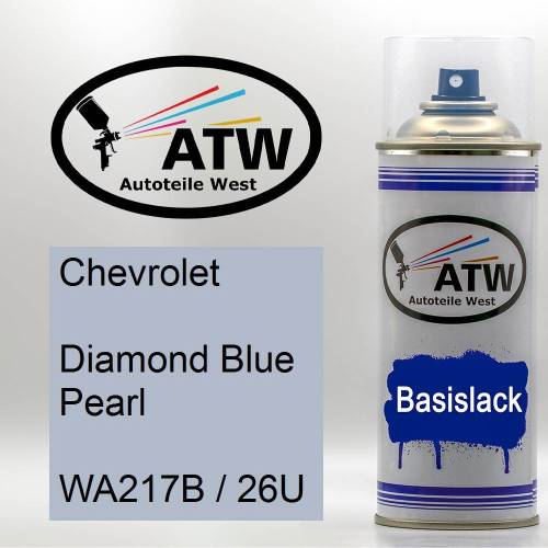 Chevrolet, Diamond Blue Pearl, WA217B / 26U: 400ml Sprühdose, von ATW Autoteile West.